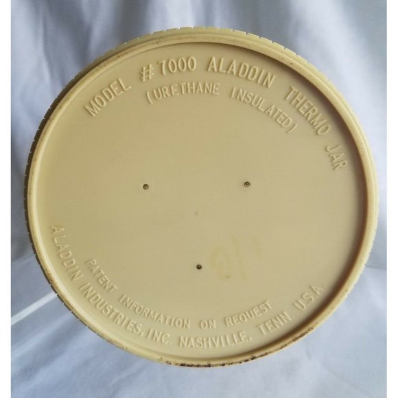 Vintage 70's ALADDIN THERMOS INSULATED MODEL #7000 Freezer Lid Beige Hot or Cold - Picture 5 of 6